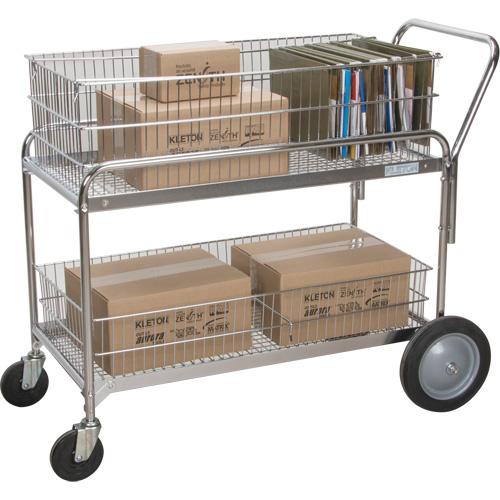 Chariot de bureau en treillis m&eacute;tallique pour le courrier, 250 lb Capacit&eacute;, Chrome, 23" p x 42" la x 38" h, Chrom&eacute; Pronet Distribution