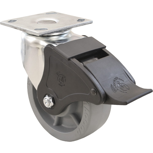 Roulette Emaxx, Pivotant avec frein, 4" (101,6 mm), Envirothane, 1000 lb (453,6 kg) Pronet Distribution
