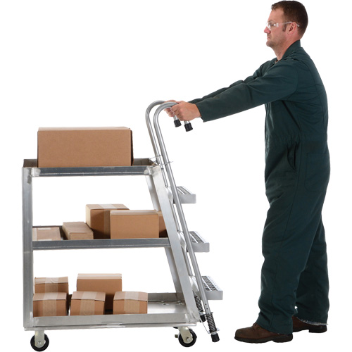 Chariot de pr&eacute;l&egrave;vement de stock, Aluminium, 21-7/8" la x 40" p, 3 tablettes, Capacit&eacute; 660 lb Pronet Distribution