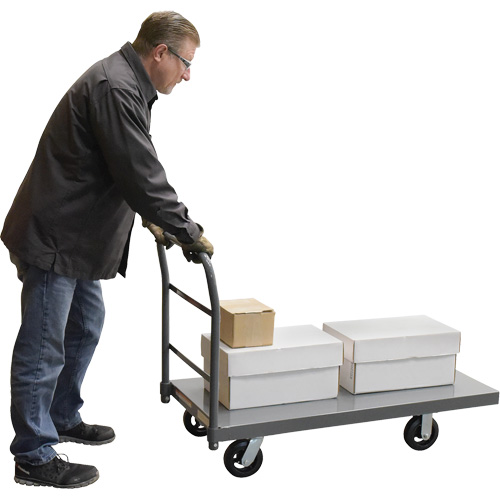 Chariot &agrave; plateforme, 48" lo x 24" la x Capacit&eacute; 2000 lb, Roues en Caoutchouc Pronet Distribution