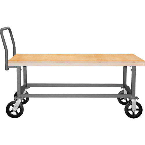 Chariot &agrave; plateforme ajustable en bois, 48" lo x 24" la, Capacit&eacute; de 1800 lb, Roues en Caoutchouc moul&eacute; Pronet Distribution