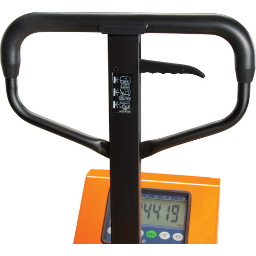 Digital Scale Pallet Truck, 44.5" L x 27.75" W, 4400 lbs. Cap. Pronet Distribution