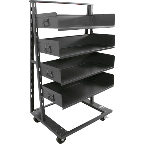 Chariot &agrave; cadre en A robuste &agrave; un c&ocirc;t&eacute; avec 4 grands plateaux, 38" x 25" x 63", Capacit&eacute; 2500 lb Pronet Distribution