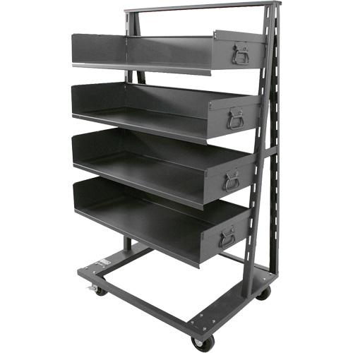 Chariot &agrave; cadre en A robuste &agrave; un c&ocirc;t&eacute; avec 4 grands plateaux, 38" x 25" x 63", Capacit&eacute; 2500 lb Pronet Distribution