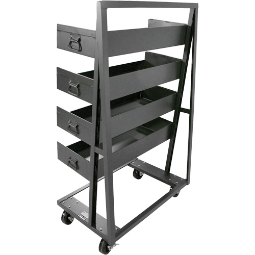 Chariot &agrave; cadre en A robuste &agrave; un c&ocirc;t&eacute; avec 4 grands plateaux &agrave; rebord, 38" x 25" x 63", Capacit&eacute; 2500 lb Pronet Distribution