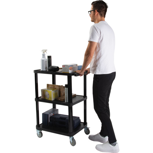 Chariot utilitaire avec tablette plate, 3 tiers, 18-1/8" x 37-3/8" x 27-3/4", Capacit&eacute; 330 lb Pronet Distribution