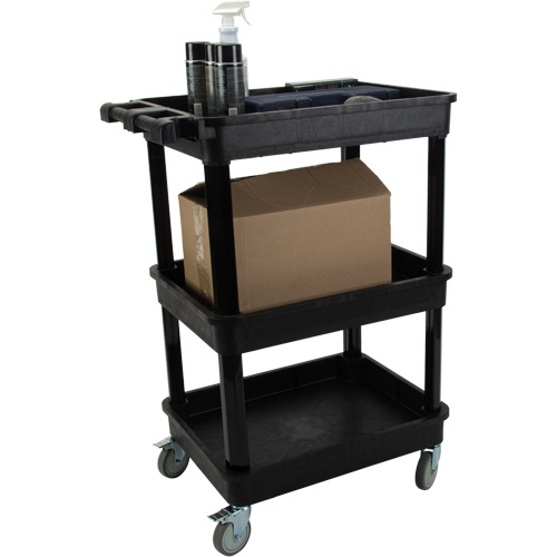 Chariot utilitaire avec tablette &agrave; bordure profonde, 3 tiers, 19" x 39-1/2" x 28-1/4", Capacit&eacute; 330 lb Pronet Distribution