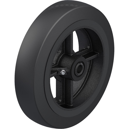 Roue en caoutchouc noir sur noyau en fonte Pronet Distribution