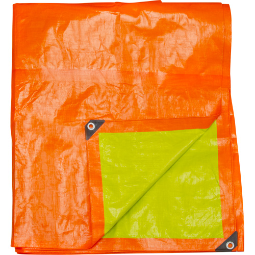 High-Visibility Heavy-Duty Woven Tarp, Polyethylene, Green/Orange, 16' x 20' x 12 mils Pronet Distribution