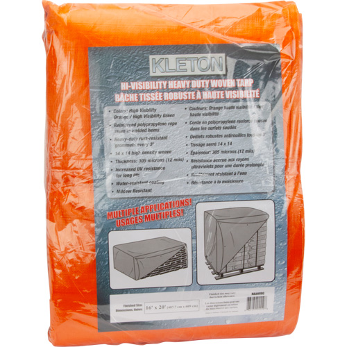 High-Visibility Heavy-Duty Woven Tarp, Polyethylene, Green/Orange, 16' x 20' x 12 mils Pronet Distribution