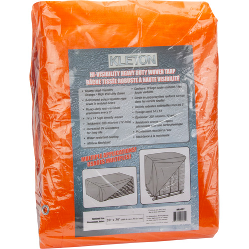 High-Visibility Heavy-Duty Woven Tarp, Polyethylene, Green/Orange, 20' x 30' x 12 mils Pronet Distribution