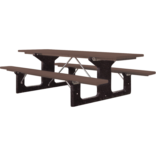 Tables de pique-nique en plastique recycl&eacute;, 6' lo x 61-1/2" la, Brun Pronet Distribution