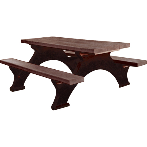 Tables de pique-nique en plastique recycl&eacute;, 8' lo x 61-1/2" la, Brun Pronet Distribution