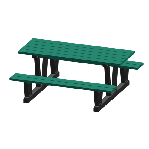 Recycled Plastic Outdoor Picnic Tables, 72" L x 60-5/16" W, Green Pronet Distribution
