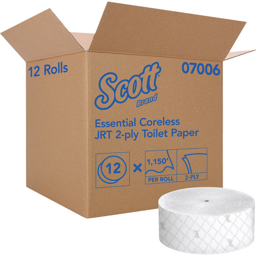 Papier hygi&eacute;nique Scott Essential, Rouleau G&eacute;ant/Sans rouleau central, 2 Pli, Longueur 1150', Blanc Pronet Distribution