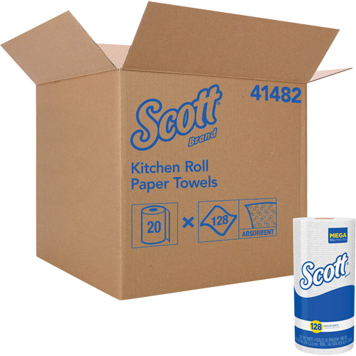 Rouleau de chiffons de cuisine Scott, 1 Pli, 128 Feuilles/rouleau, 11" la, 8,78" lo Pronet Distribution