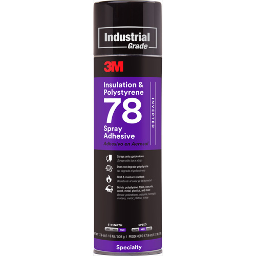 Polystyrene Foam Insulation 78 Spray Adhesive, 24 oz., Aerosol Can, Clear Pronet Distribution