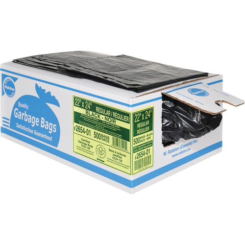 2600 Series Industrial Garbage Bags, Regular, 24" W x 22" L, Black Pronet Distribution