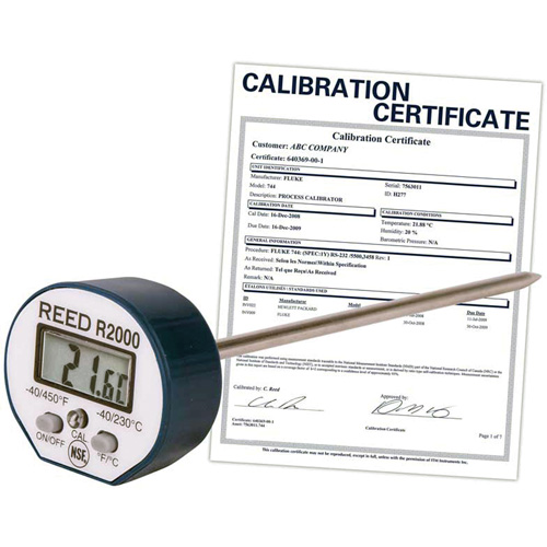 Thermom&egrave;tre avec certificat de calibration, Contact, Num&eacute;rique, -40-450°F (-40-230°C) Pronet Distribution