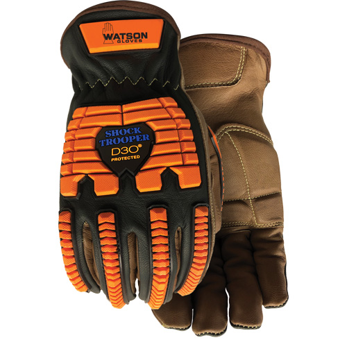 Gants antichocs Drill Sergeant, Grand, Paume en Cuir fleur, Poignet &agrave; enfiler Pronet Distribution