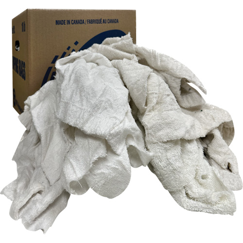 Boîte de chiffons d'essuyage, Tissu &eacute;ponge, Blanc, 10 lb Pronet Distribution