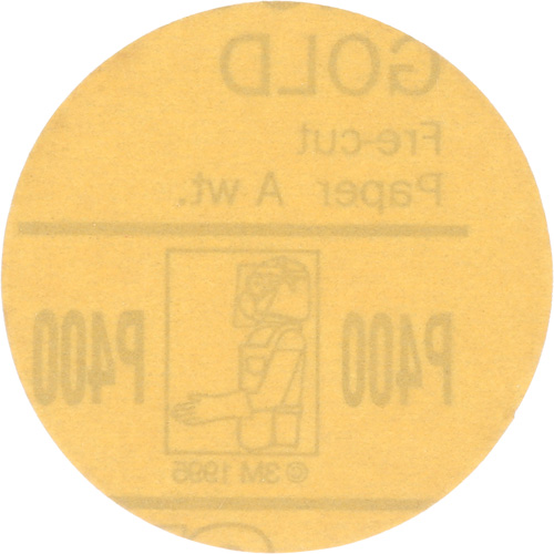 Gold Hookit Disc, 3" Dia., P400 Grit, Aluminum Oxide, C-Weight Pronet Distribution