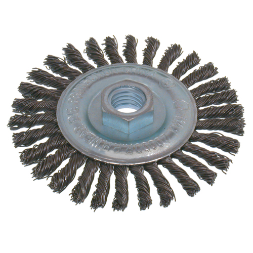 Economy High Speed Stringer Bead Knot Wire Wheel Brush, 6" Dia., 0.02" Fill, 5/8"-11 Arbor, Steel Pronet Distribution