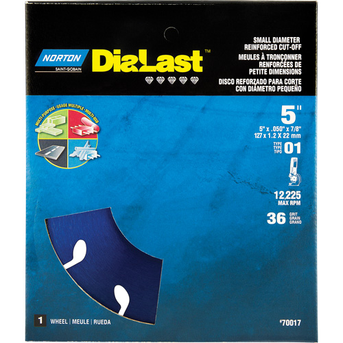 Dialast RightCut Cut-Off Wheel, 5" x 0.05", 7/8" Arbor, Type 01/41, Diamond, 12225 RPM Pronet Distribution