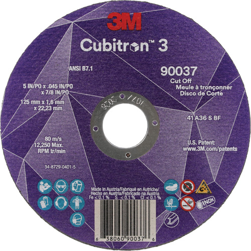 Meule &agrave; tronçonner Cubitron 3, 5" x 0,045", Arbre de 7/8", Type 1, C&eacute;ramique, 12250 Tr/min Pronet Distribution