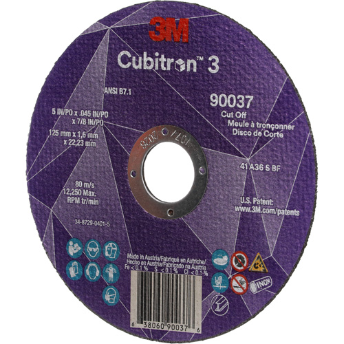 Meule &agrave; tronçonner Cubitron 3, 5" x 0,045", Arbre de 7/8", Type 1, C&eacute;ramique, 12250 Tr/min Pronet Distribution