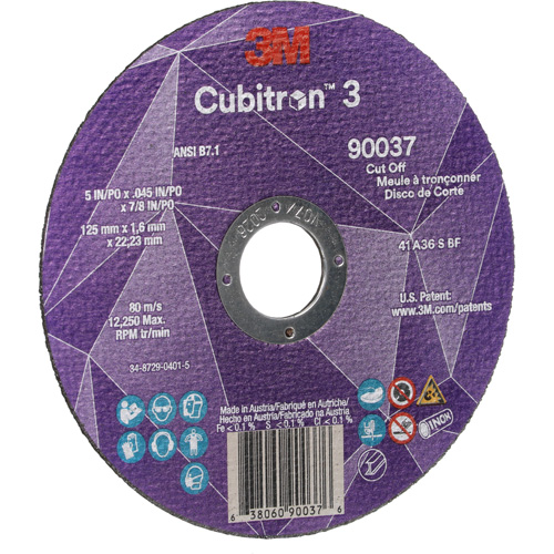 Meule &agrave; tronçonner Cubitron 3, 5" x 0,045", Arbre de 7/8", Type 1, C&eacute;ramique, 12250 Tr/min Pronet Distribution