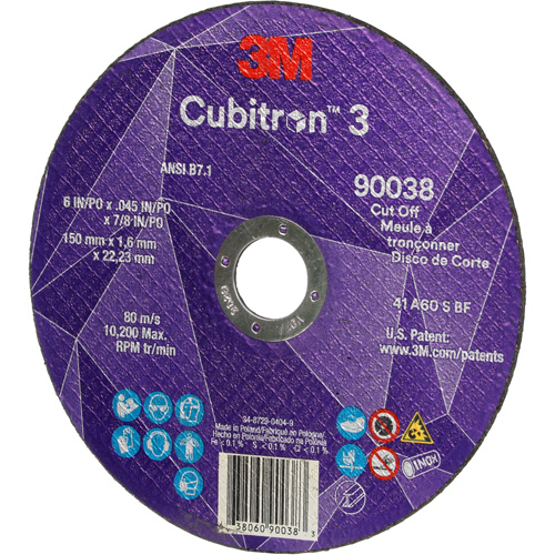 Meule &agrave; tronçonner Cubitron 3, 6" x 0,045", Type T27, C&eacute;ramique, 10 200 Tr/min Pronet Distribution