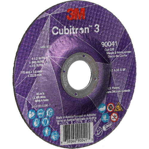 Meule &agrave; tronçonner Cubitron 3, 4-1/2" x 0,045", Arbre de 7/8", Type T27, C&eacute;ramique, 13 300 Tr/min Pronet Distribution