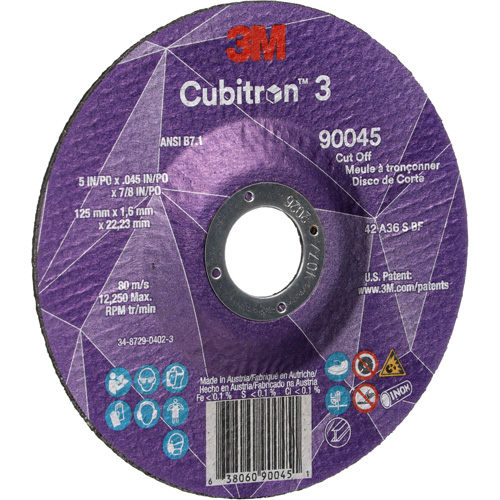 Meule &agrave; tronçonner Cubitron 3, 5" x 0,045", Arbre de 7/8", Type T27, C&eacute;ramique, 12250 Tr/min Pronet Distribution