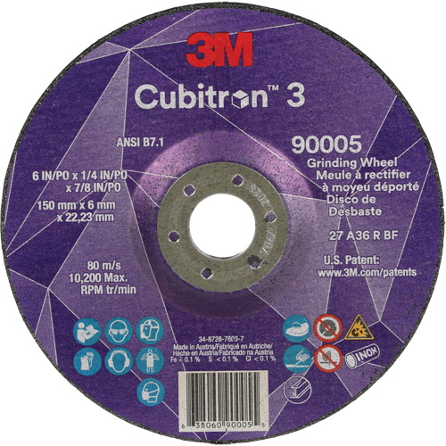 Meule a moyeu d&eacute;port&eacute; Cubitron 3, 6" x 1/4", Arbre 7/8", C&eacute;ramique, Type T27 Pronet Distribution