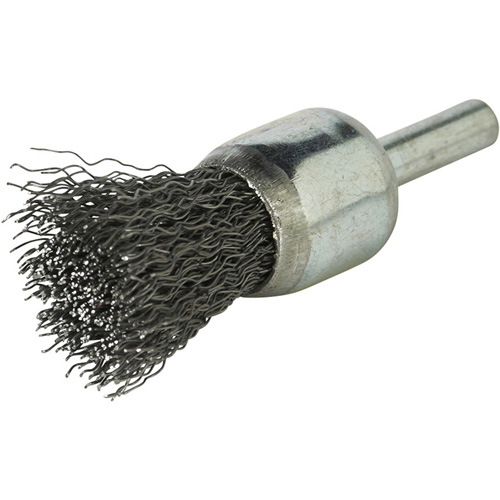 Brosse &agrave; fils cr&ecirc;p&eacute;s avec moyeu, 1", Fils 0,020", Tige 1/4" Pronet Distribution