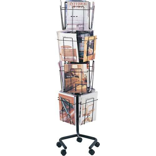 Pr&eacute;sentoirs pivotants pour documentation, Rotatif, 16 fentes, Fil m&eacute;tallique, 15" la x 15" p x 60" h Pronet Distribution