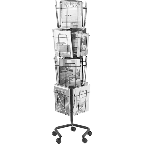 Pr&eacute;sentoirs pivotants pour documentation, Rotatif, 16 fentes, Fil m&eacute;tallique, 15" la x 15" p x 60" h Pronet Distribution