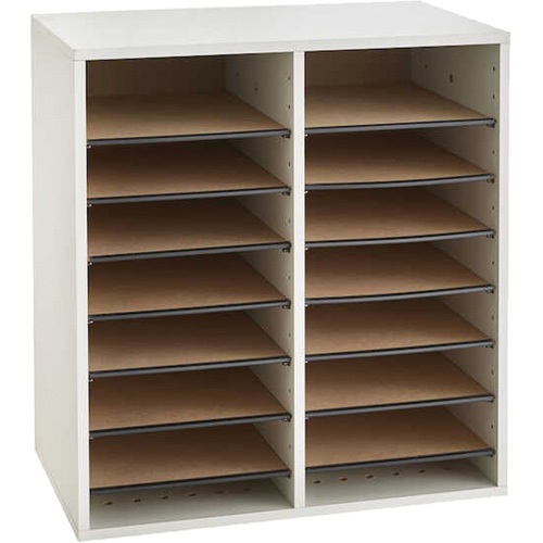 Casier &agrave; compartiments r&eacute;glable pour documentation, Stationnaire, 16 fentes, Bois, 19-1/2" la x 11-3/4" p x 21" h Pronet Distribution