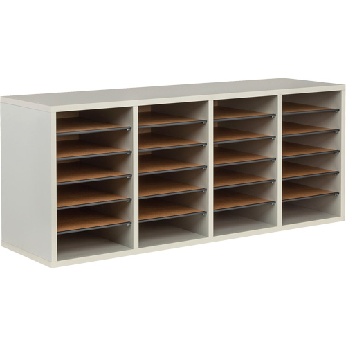 Casier &agrave; compartiments r&eacute;glable pour documentation, Stationnaire, 24 fentes, Bois, 39-1/4" la x 11-3/4" p x 16-1/4" h Pronet Distribution