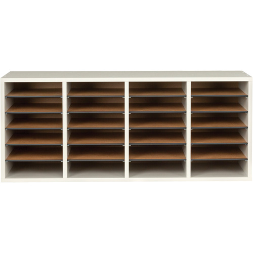 Casier &agrave; compartiments r&eacute;glable pour documentation, Stationnaire, 24 fentes, Bois, 39-1/4" la x 11-3/4" p x 16-1/4" h Pronet Distribution