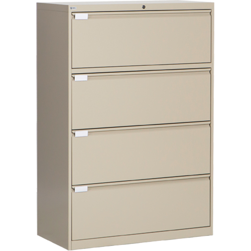 Lateral Filing Cabinet, Steel, 4 Drawers, 36" W x 18" D x 53-3/8" H, Beige Pronet Distribution