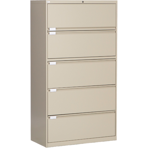 Classeur lat&eacute;ral, Acier, 5 tiroirs, 36" la x 18" p x 65-1/2" h, Beige Pronet Distribution