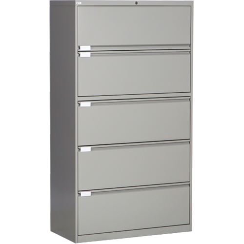 Lateral Filing Cabinet, Steel, 5 Drawers, 36" W x 18" D x 65-1/2" H, Grey Pronet Distribution