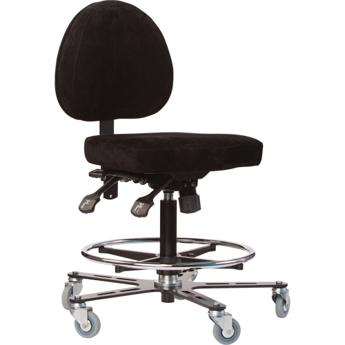 TF180 Welding Grade Ergonomic Stools, Suede, Black, 300 lbs. Capacity Pronet Distribution