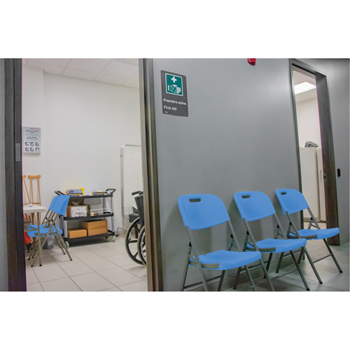 Folding Chair, Polyethylene, Blue, 350 lbs. Weight Capacity Pronet Distribution