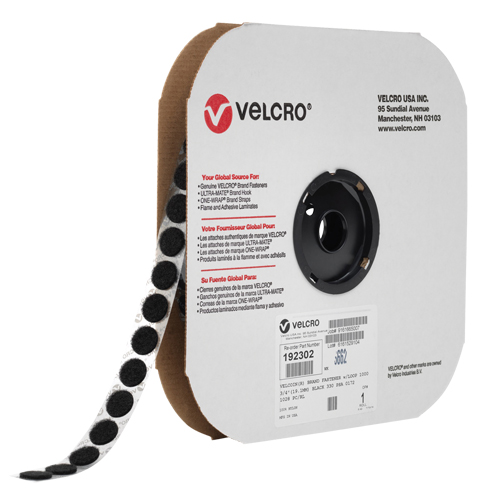 Velcoin&reg; Fastener, Hook, 3/4" Dia., Adhesive, Black Pronet Distribution