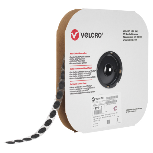 Attache Velcoin, Boucle, 3/4" dia., Adh&eacute;sif, Noir Pronet Distribution
