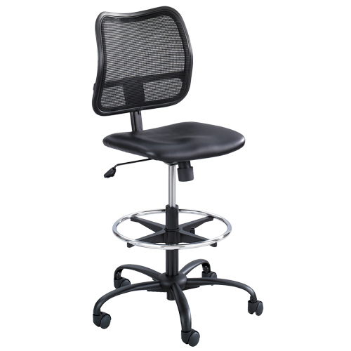 Vue Ergonomic Stool, Vinyl, Black, 250 lbs. Capacity Pronet Distribution