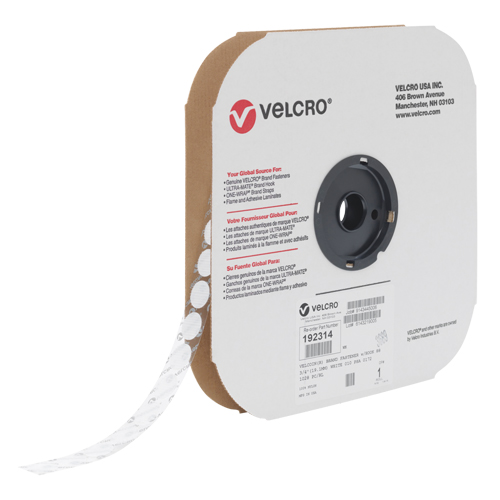 Attache Velcoin, Crochet, 3/4" dia., Adh&eacute;sif, Blanc Pronet Distribution